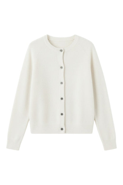 Cardigan con Bottoni e Scollo Rotondo in Lana Merino | Ideale per Uso Quotidiano in Mezza Stagione
