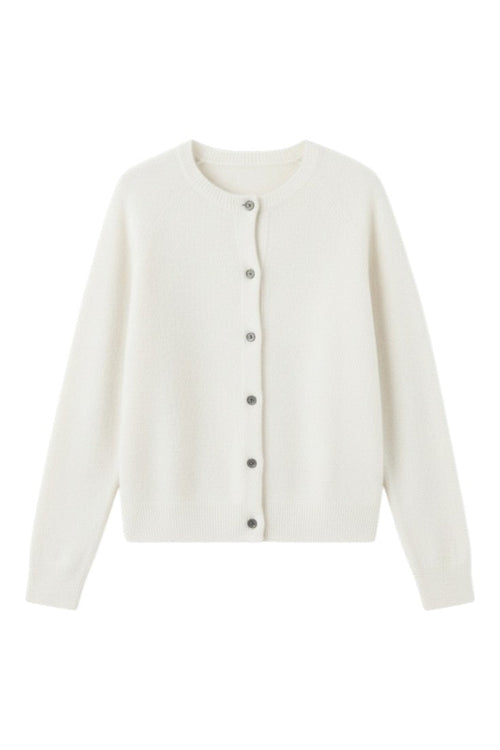 Cardigan con Bottoni e Scollo Rotondo in Lana Merino | Ideale per Uso Quotidiano in Mezza Stagione