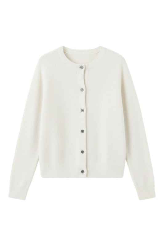Cardigan con Bottoni e Scollo Rotondo in Lana Merino | Ideale per Uso Quotidiano in Mezza Stagione