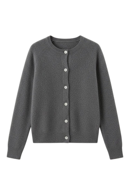 Cardigan con Bottoni e Scollo Rotondo in Lana Merino | Ideale per Uso Quotidiano in Mezza Stagione