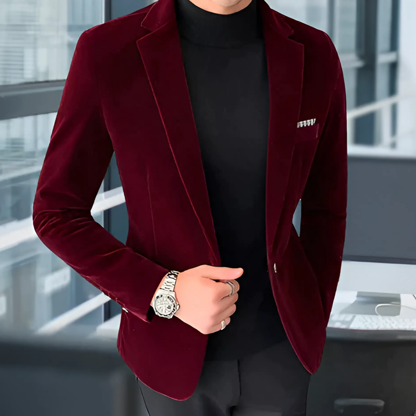 Giacca Slim Fit con Revers e Bottone | Elegante Quotidiana