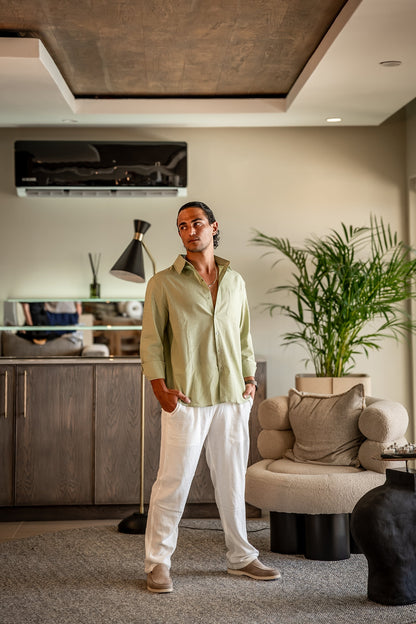 Set Coordinato in Lino Manica Lunga | Comfort Naturale e Stile Pulito