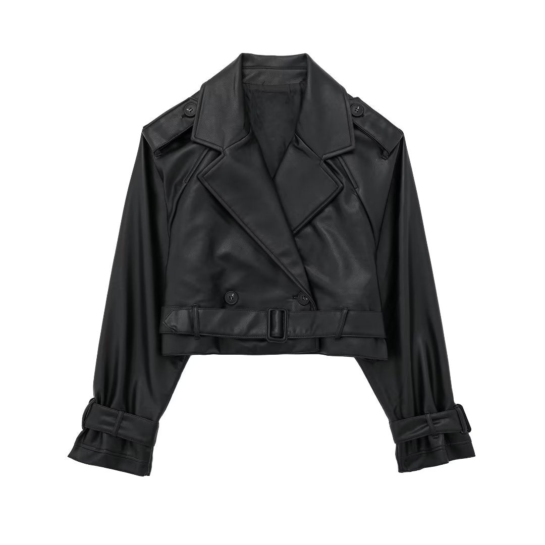 Giacca Cropped in Faux Leather | Stile Trench Moderno