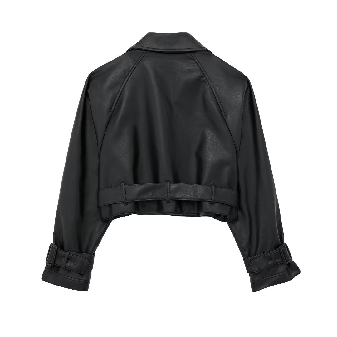 Giacca Cropped in Faux Leather | Stile Trench Moderno