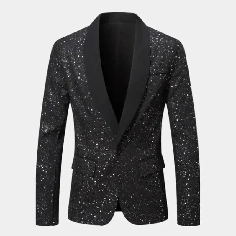 Blazer con Collo a Scialle e Finitura Glitter | Eleganza