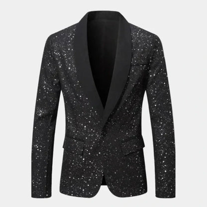 Blazer con Collo a Scialle e Finitura Glitter | Eleganza