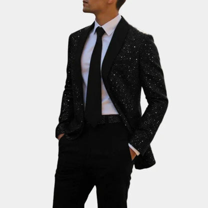 Blazer con Collo a Scialle e Finitura Glitter | Eleganza