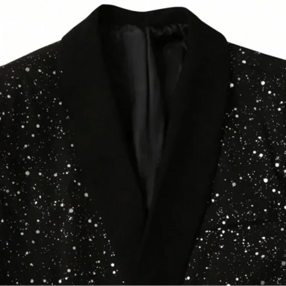 Blazer con Collo a Scialle e Finitura Glitter | Eleganza