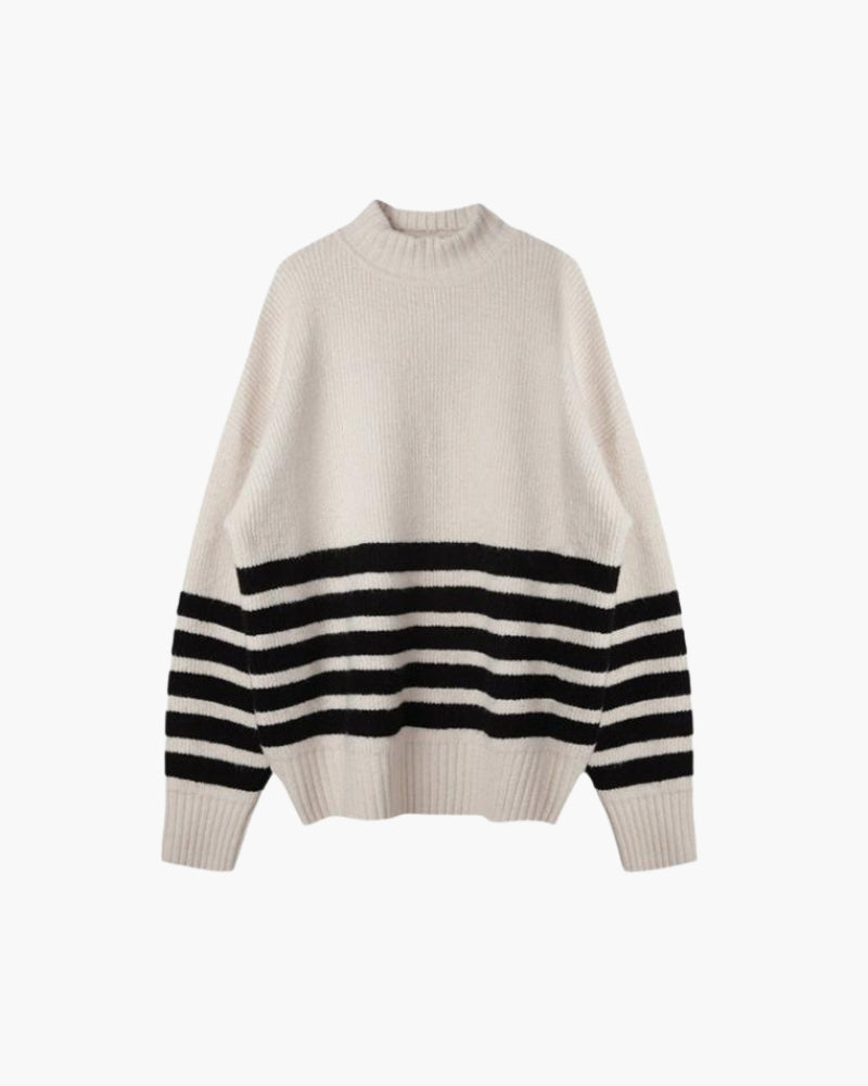 Maglione Oversize a Righe | Collo Alto e Comfort