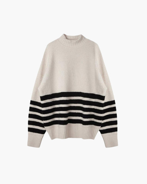 Maglione Oversize a Righe | Collo Alto e Comfort