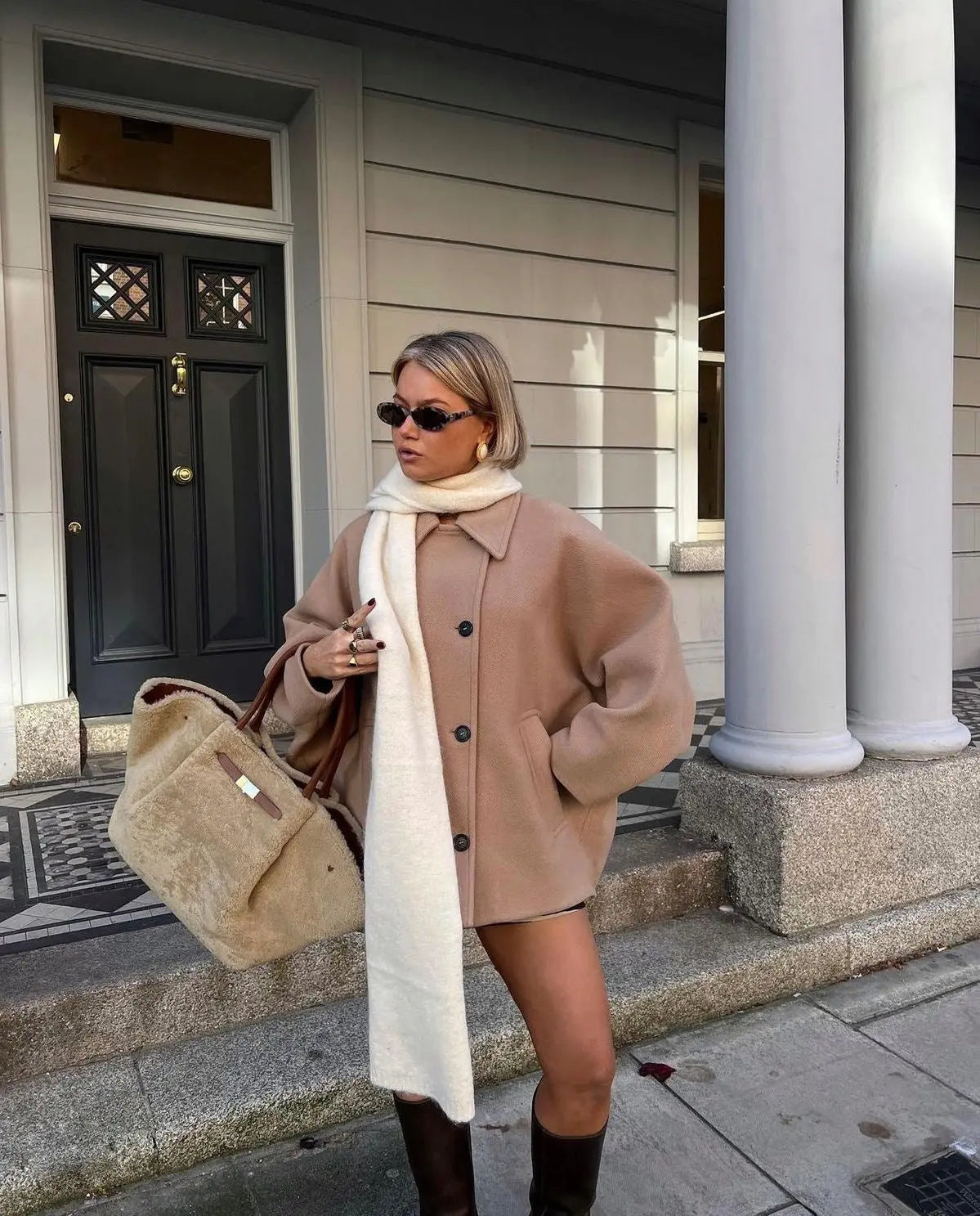 Cappotto Corto Oversize | Giacca Elegante in Misto Lana
