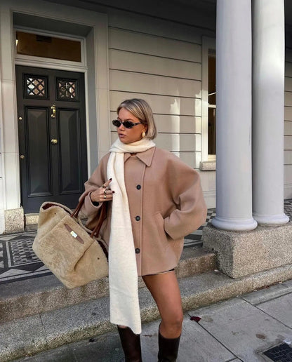 Cappotto Corto Oversize | Giacca Elegante in Misto Lana
