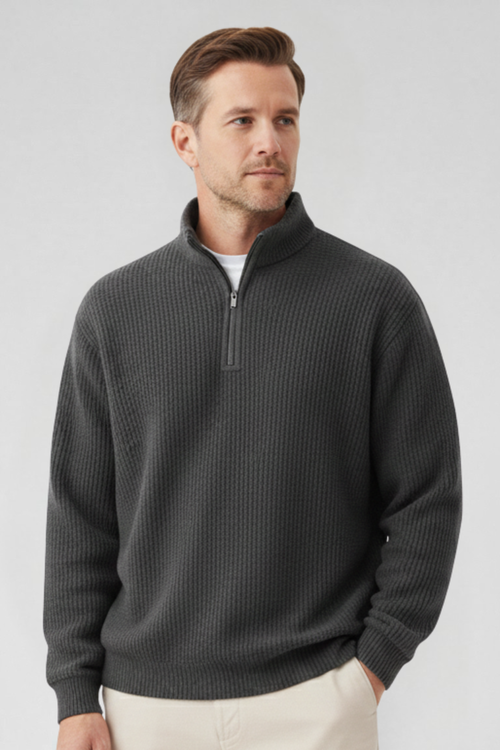 Maglione con Collo Zip in Maglia | Comfort Moderno