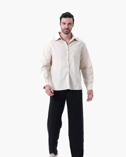 Set Coordinato in Lino Manica Lunga | Comfort Naturale e Stile Pulito