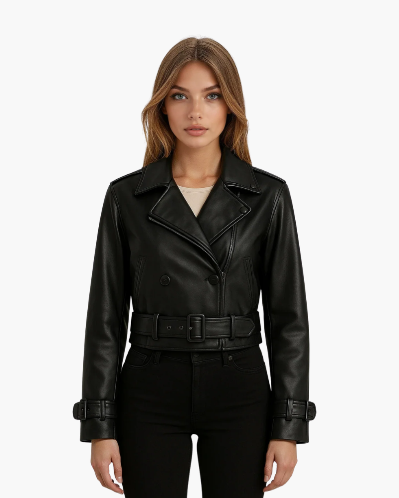 Giacca Cropped in Faux Leather | Stile Trench Moderno
