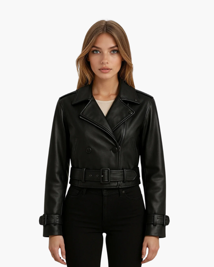 Giacca Cropped in Faux Leather | Stile Trench Moderno