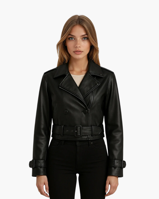 Giacca Cropped in Faux Leather | Stile Trench Moderno