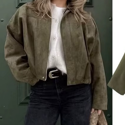 Giacca Bomber Oversize Vintage | Giacca Effetto Scamosciato