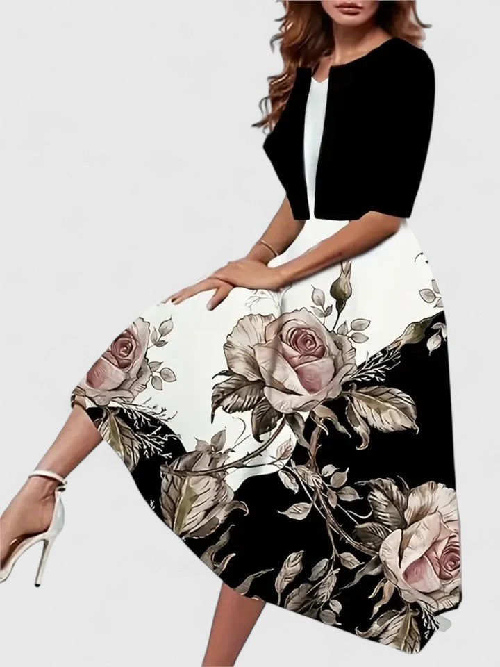 Abito Midi Elegante | Finitura Sobria e Silhouette Bilanciata