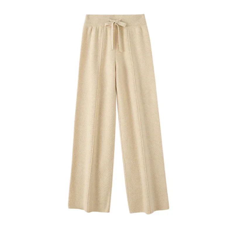 Pantaloni in Lana Merino con Vita Alta e Taglio Ampio | Ideali per la Stagione Invernale