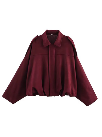 Giacca Bomber Oversize Vintage | Giacca Effetto Scamosciato