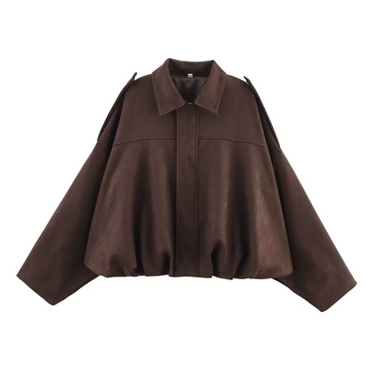 Giacca Bomber Oversize Vintage | Giacca Effetto Scamosciato