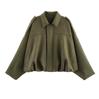 Giacca Bomber Oversize Vintage | Giacca Effetto Scamosciato
