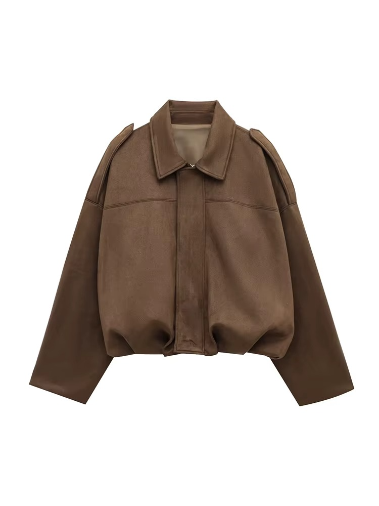 Giacca Bomber Oversize Vintage | Giacca Effetto Scamosciato