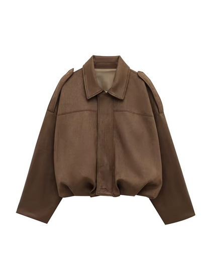 Giacca Bomber Oversize Vintage | Giacca Effetto Scamosciato