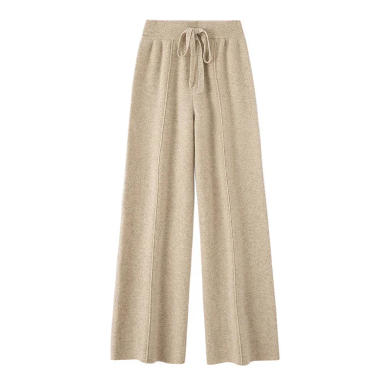 Pantaloni in Lana Merino con Vita Alta e Taglio Ampio | Ideali per la Stagione Invernale