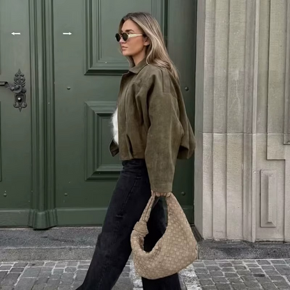 Giacca Bomber Oversize Vintage | Giacca Effetto Scamosciato
