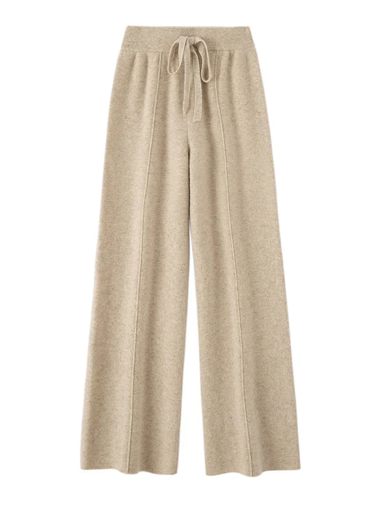 Pantaloni in Lana Merino con Vita Alta e Taglio Ampio | Ideali per la Stagione Invernale