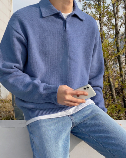 Maglione in Lana con Mezza Zip | Comfort Naturale e Stile Essenziale
