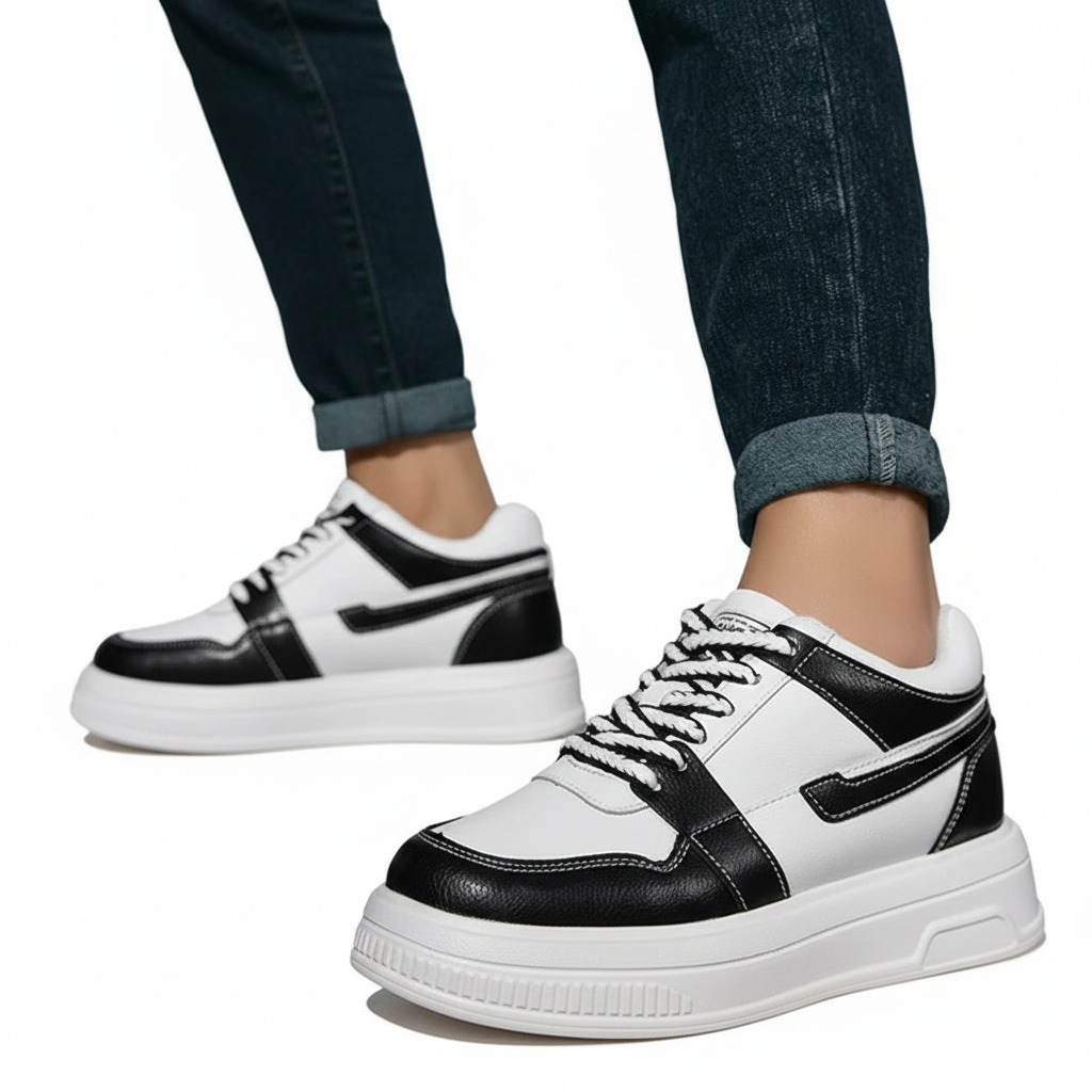 Sneakers con Rialzo Interno e Dettagli a Contrasto | Comfort