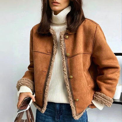 Giacca Suede Sintetico con Fodera Pelliccia | Giacca Corta