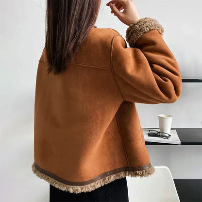 Giacca Suede Sintetico con Fodera Pelliccia | Giacca Corta