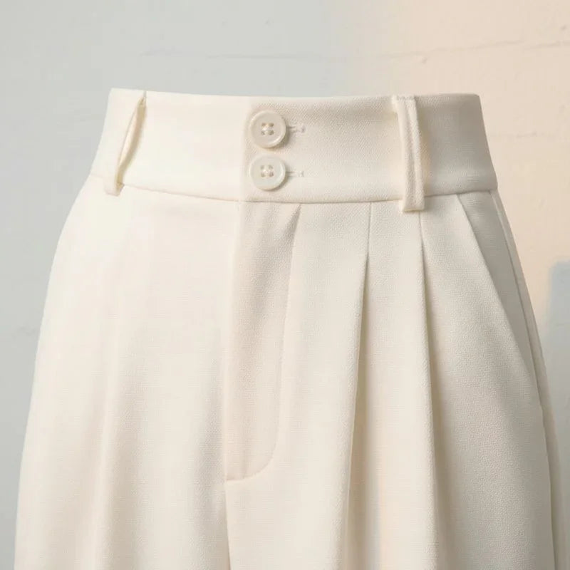 Pantaloni Vita Alta con Gamba Larga e Taglio Dritto | Ideali per Look Eleganti e Ufficio