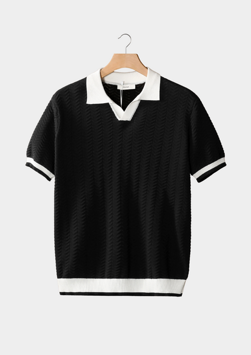 Polo Testurizzata con Colletto Aperto e Maniche Corte con Vestibilità Regolare | Ideale per Look Estivo