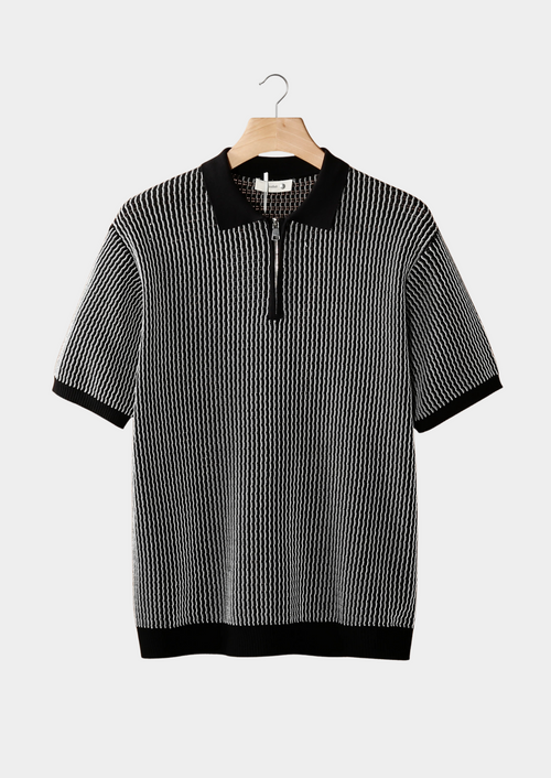 Polo con Zip e Texture Geometrica | Stile Estivo Moderno