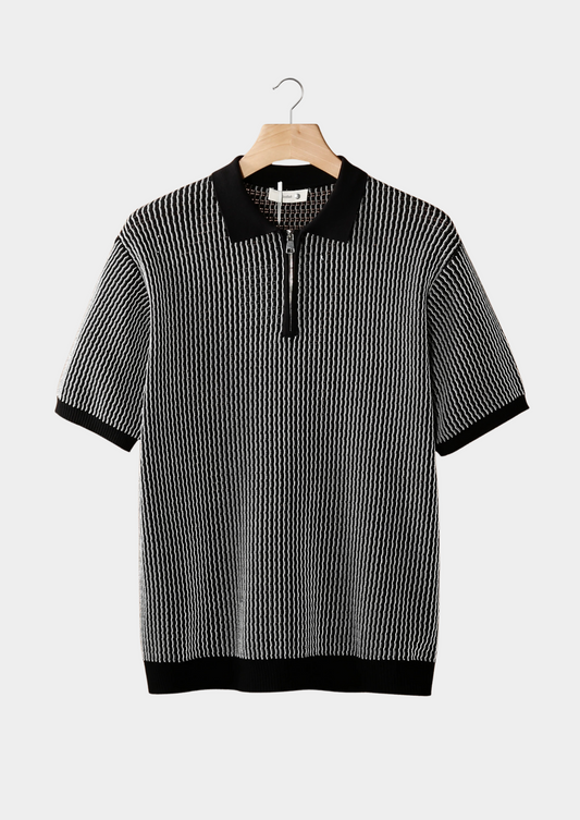 Polo con Zip e Texture Geometrica | Stile Estivo Moderno