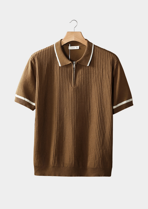 Polo con Zip e Texture Nido d’Ape | Stile Estivo Elegante