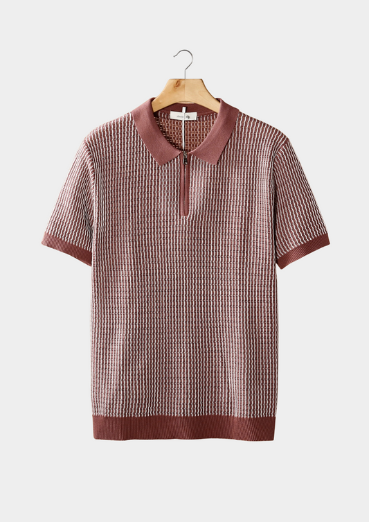 Polo con Zip e Texture Strutturata | Stile Estivo Elegante