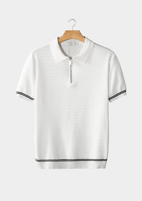 Polo con Zip e Texture Zig-Zag | Stile Estivo Elegante