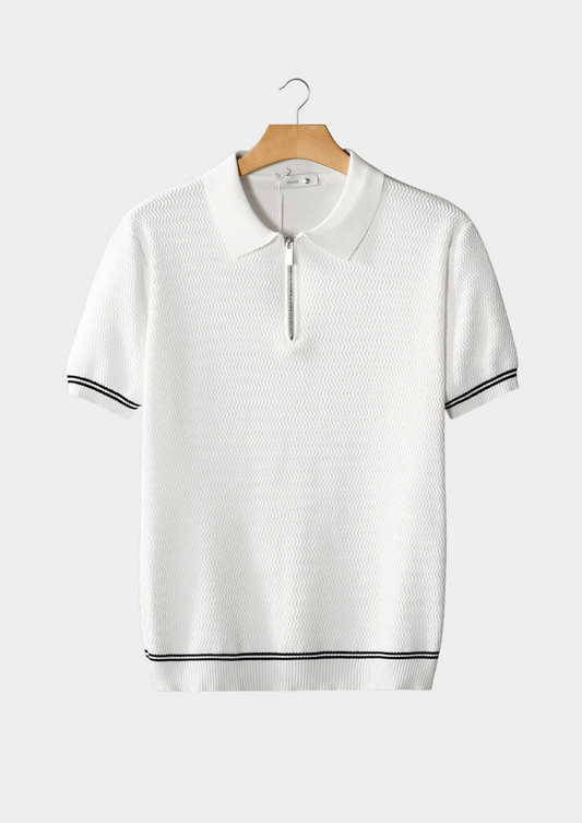 Polo con Zip e Texture Zig-Zag | Stile Estivo Elegante