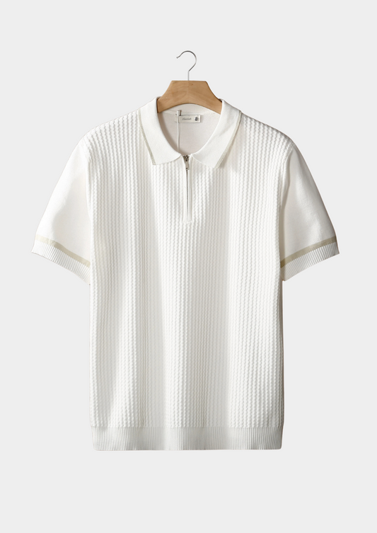 Polo con Zip e Dettagli a Contrasto e Vestibilità Regolare