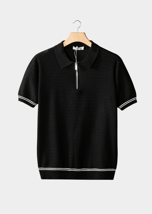 Polo con Zip e Texture a Zig-Zag | Ideale per Look Estivi Casual