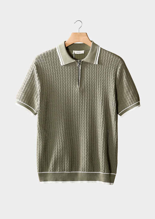 Polo con Zip e Texture Ondulata | Stile Estivo Moderno