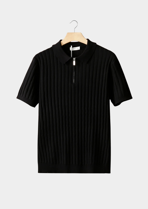 Polo a Righe con Mezza Zip e Maniche Corte con Vestibilità Regolare | Ideale per Uso Estivo
