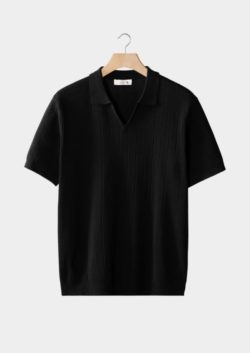 Polo in Maglia a Coste con Collo Aperto | Stile Estivo