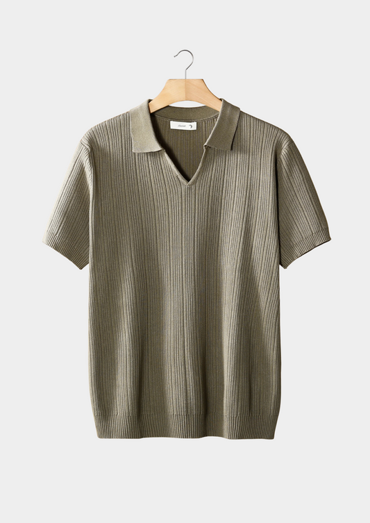 Polo Ribbed con Colletto Aperto e Maniche Corte con Vestibilità Regolare | Ideale per Uso Estivo